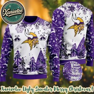 NFL Minnesota Vikings Logo Football Team Special Xmas 2025 Custom Ugly Christmas Sweater For Family