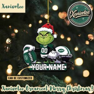 NFL New York Jets x The Grinch Ornament Custom Your Family Name 2025