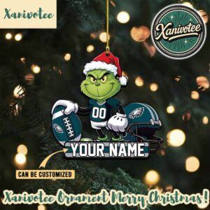NFL Philadelphia Eagles x The Grinch Ornament Custom Your Family Name 2025
