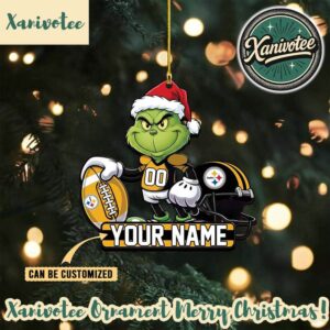 NFL Pittsburgh Steelers x The Grinch Ornament Custom Your Family Name 2025