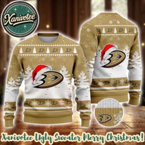NHL Anaheim Ducks Logo Special 2025 Personalized Christmas Ugly Christmas Sweater Gift For Men And Women