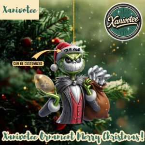New Orleans Saints x Jack Skellington The Grinch NFL Custom Name Xmas 2025 Holiday Ornament