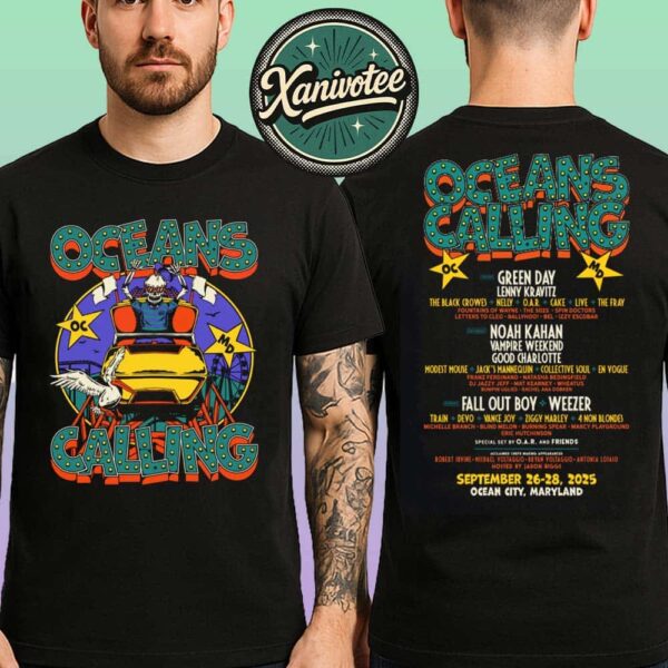 Oceans Calling Festival 2025 Rollercoaster Lineup Tee For Ocean City MD At Ocean City Maryland On September 26-28 2025 Long Sleeve T-Shirt