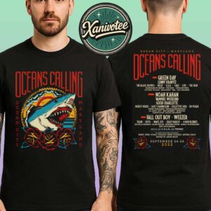 Oceans Calling Festival 2025 Shark Lineup Tee For Ocean City MD At Ocean City Maryland On September 26-28 2025 Two Sided Print T-Shirt