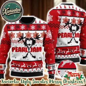 Pearl Jam Classic Red White Ugly Xmas Jumper For Rock Music Fans And Gift Lovers Ugly Christmas Sweater