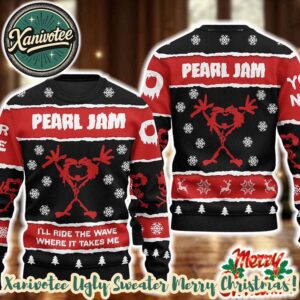 Pearl Jam I’ll Ride The Wave Where It Takes Me 2025 Knitted Ugly Christmas Sweater