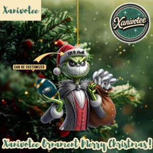 Philadelphia Eagles x Jack Skellington The Grinch NFL Custom Name Xmas 2025 Holiday Ornament