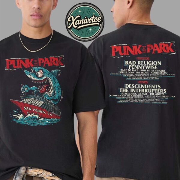 Punk In The Park San Pedro California 2025 Merch Shark Tee On October 4 And 5 2025 Two Sided Print Unisex T-Shirt