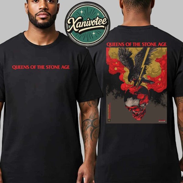 Queens of the Stone Age Chicago IL Music Poster For October 2nd 2025 At The Chicago Theatre Two Sided Print T-Shirt