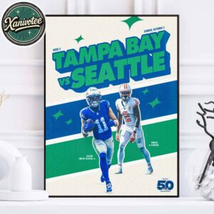 Seattle Seahawks Vs Tampa Bay Buccaneers Week 5 Poster 50 Seasons NFL Matchup On October 5 2025 Home Decor Poster Canvas
