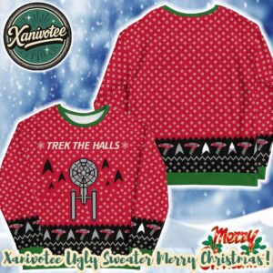 Star Trek The Original Series Trek The Halls Adult Gift For Fan 2025 Knitted Ugly Christmas Sweater