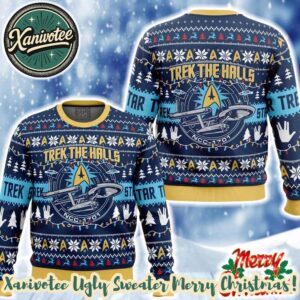 Star Trek Trek The Halls Star Trek Pattern 2025 Knitted Ugly Christmas Sweater