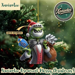 Tennessee Titans x Jack Skellington The Grinch NFL 2025 Christmas Ornament For Home Decoration