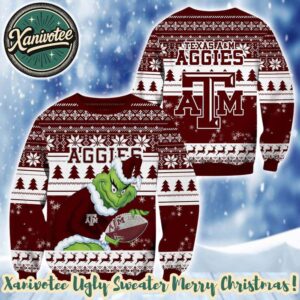 Texas A And M Aggies x NCAA Grinch Holiday Christmas Xmas Ugly Christmas Sweater 2025