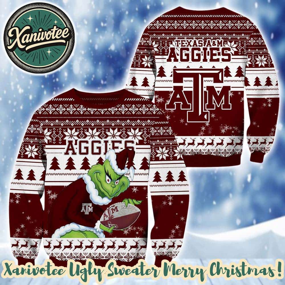 Texas A And M Aggies x NCAA Grinch Holiday Christmas Xmas Ugly Christmas Sweater 2025 Texas A And M Aggies x NCAA Grinch Holiday Christmas Xmas Ugly Christmas Sweater 2025