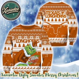 Texas Longhorns x NCAA Grinch Holiday Christmas Xmas Ugly Christmas Sweater 2025