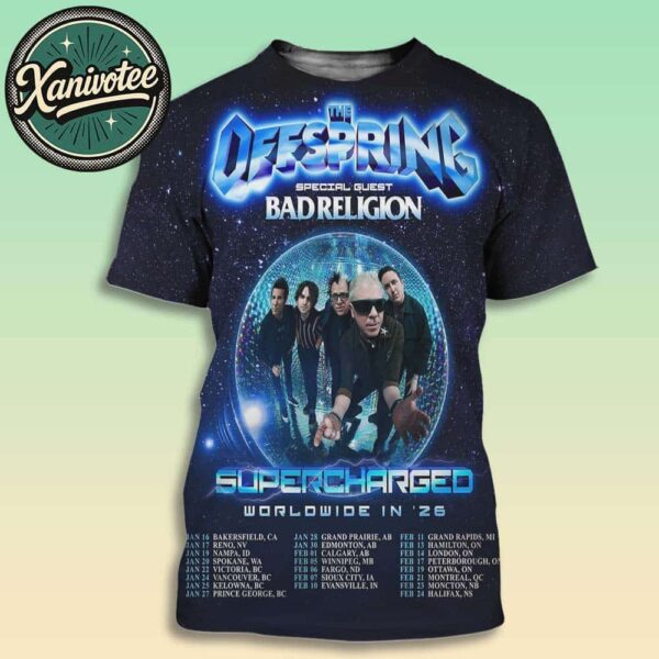 The Offspring Supercharged Worldwide In ’26 Tour Dates List With Special Guest Bad Religion All Over Print T-Shirt