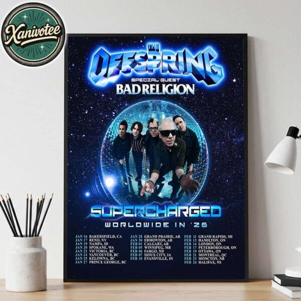 The Offspring Supercharged Worldwide In ’26 Tour Dates List With Special Guest Bad Religion Home Decor Poster Canvas