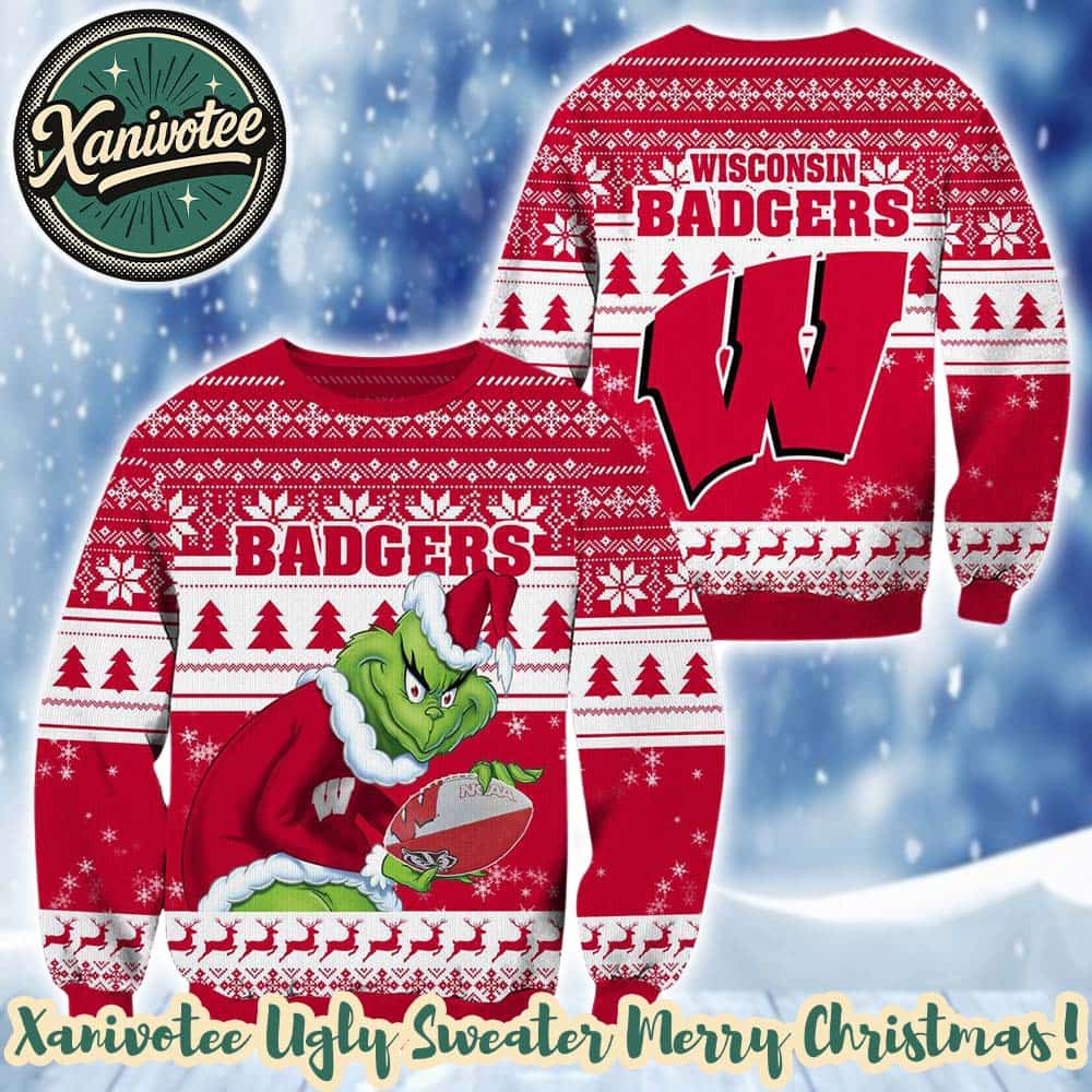 Wisconsin Badgers x NCAA Grinch Holiday Christmas Xmas Ugly Christmas Sweater 2025 Wisconsin Badgers x NCAA Grinch Holiday Christmas Xmas Ugly Christmas Sweater 2025